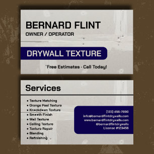 Tarjeta De Visita Marcado de Textura de Drywall Azul Marino Profesio