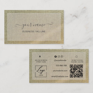 Tarjeta De Visita Marcado Neutral Minimalista Beige Rústico Lino