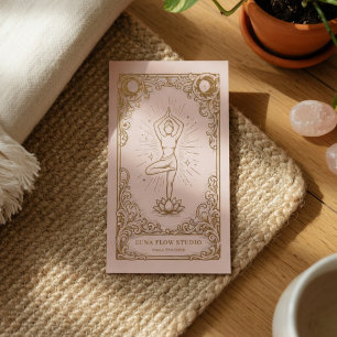 Tarjeta De Visita Marcas de Bienestar de Lujo Yoga Rosa Dorado