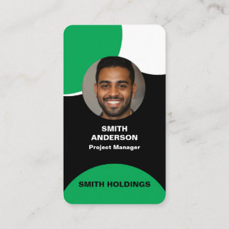 Tarjeta De Visita Marcas de esquí | Foto Simple Verde Negro Moderno