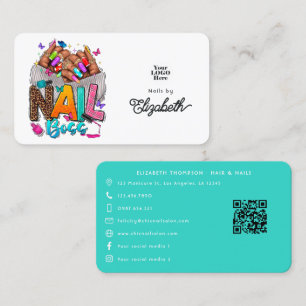 Tarjeta De Visita Marcas vibrantes de uñas Boss afroamericanas