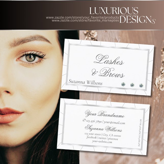 Tarjeta De Visita Marco blanco y plateado con profesional de diamant (Subido por el creador)