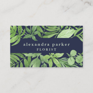 Tarjeta De Visita Marco botánico verde de lujo de las hojas el en