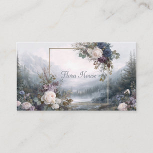 Tarjeta De Visita Marco de acuarela floral azul turquesa elegante do