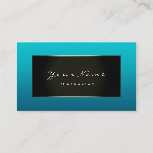 Tarjeta De Visita Marco de belleza de maquillaje Azul Verde azulado  (Anverso)
