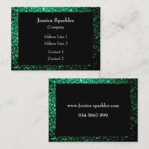 Tarjeta De Visita Marco de brillo verde esmeralda negro