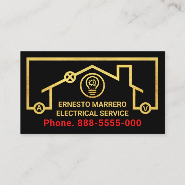Tarjeta De Visita Marco de cableado de símbolos eléctricos de oro (Anverso)