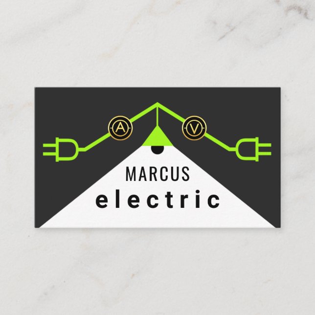 Tarjeta De Visita Marco de cableado eléctrico verde para techo (Anverso)