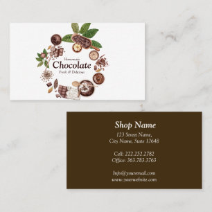 Tarjeta De Visita Marco de chocolate acuarela
