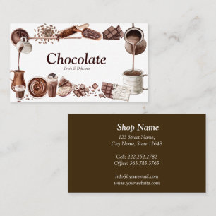 Tarjeta De Visita Marco de chocolate acuarela