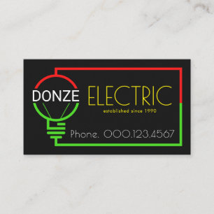 Tarjeta De Visita Marco de circuito de cableado de bombilla eléctric