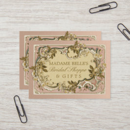 Tarjeta De Visita Marco de cosecha de vintage de color rosa francés 