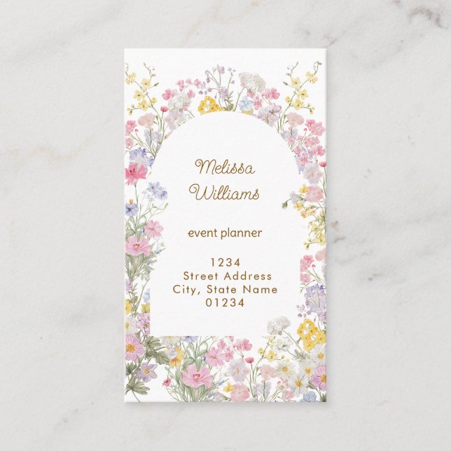 Tarjeta De Visita marco de flores de prado (Anverso)
