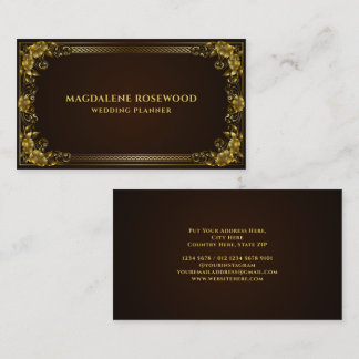 Tarjeta De Visita Marco de flores de regal esculpidas doradas