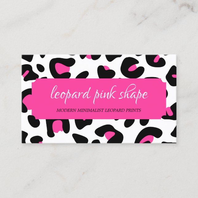 Tarjeta De Visita Marco de forma rosa con textura de leopardo (Anverso)