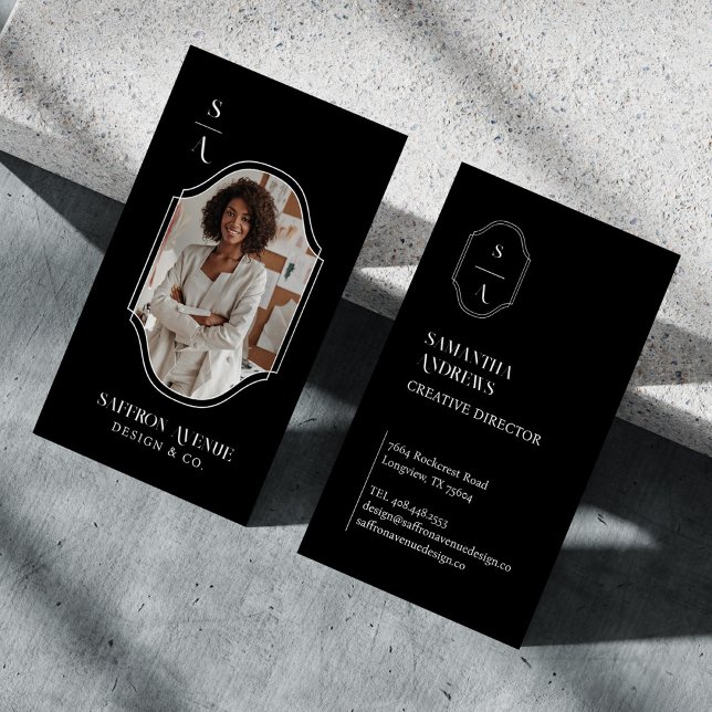 Tarjeta De Visita Marco de foto Escudo de monograma Personalizado mi (Subido por el creador)