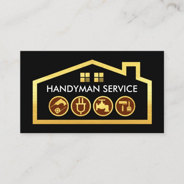 Tarjeta De Visita Marco de herramientas de mano para construcción en (Anverso)