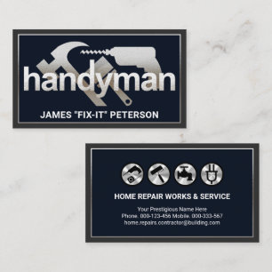 Tarjeta De Visita Marco de herramientas de mano plateado