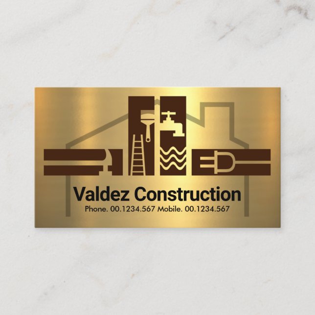 Tarjeta De Visita Marco de la casa de herramientas Gold Handman (Anverso)