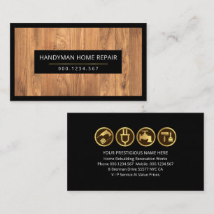 Tarjeta De Visita Marco de manija negro de madera de madera de mader