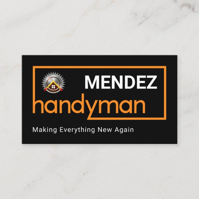 Tarjeta De Visita Marco de Mano de Obra Marrón Elegante (Anverso)