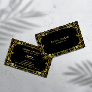 Tarjeta De Visita Marco de oro Art Deco sobre negro