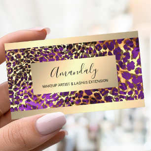 Tarjeta De Visita Marco de Oro Brillante Piel de Animal Leopardo Luj