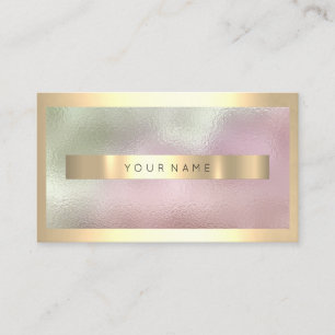Tarjeta De Visita Marco de oro Champaign Metálico Ombre Mint Rosa