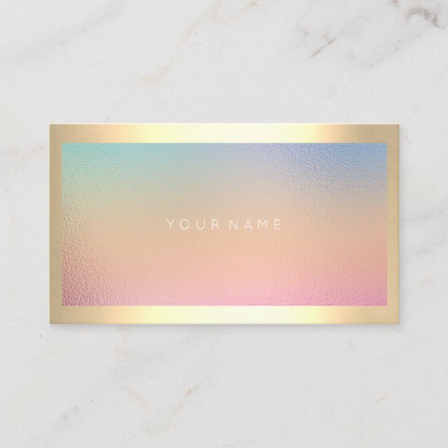 Tarjeta De Visita Marco de oro de Champaign Ombre metálico Pastel (Anverso)