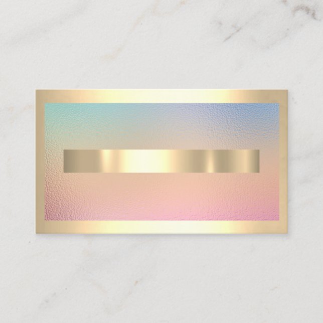 Tarjeta De Visita Marco de oro de Champaing Metalizado Ombre Holográ (Anverso)
