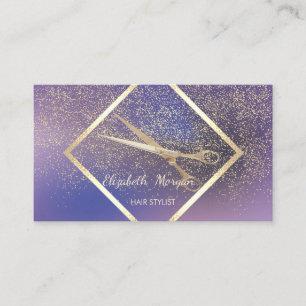 Tarjeta De Visita Marco de oro elegante moderno, confeti, tijeras pú