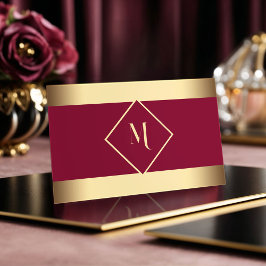 Tarjeta De Visita Marco de oro geométrico de estilo rojo moderno