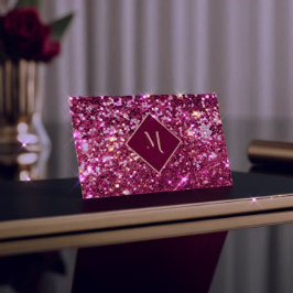 Tarjeta De Visita Marco de oro geométrico real rojo purpurina elegan