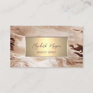 Tarjeta De Visita Marco de oro simple elegante, dorado marrón