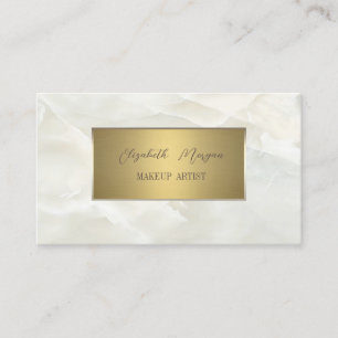 Tarjeta De Visita Marco de oro simple elegante, mármol blanco