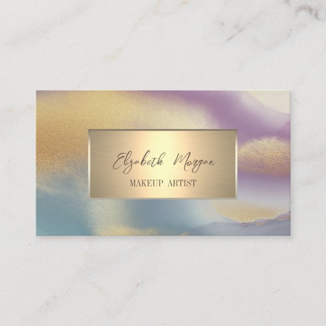 Tarjeta De Visita Marco de oro simple elegante, Ombre dorado (Anverso)