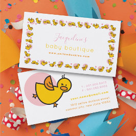 Tarjeta De Visita Marco de puntos rosados y patitos amarillos capric