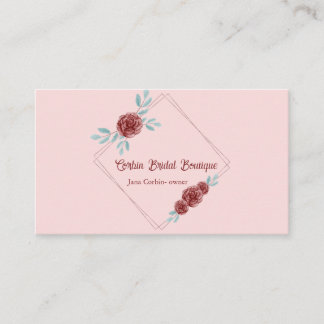 Tarjeta De Visita Marco de Rosas Editable Boutique Nupcial