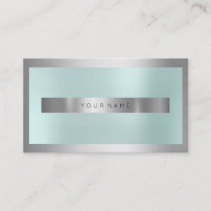 Tarjeta De Visita Marco de vidrio gris plateado Aqua metálico mínimo