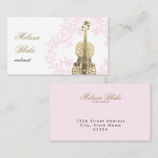 Tarjeta De Visita marco de vintage rosa violinista