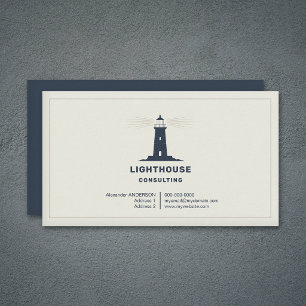 Tarjeta De Visita Marco Delgado y Faro Azul Marino