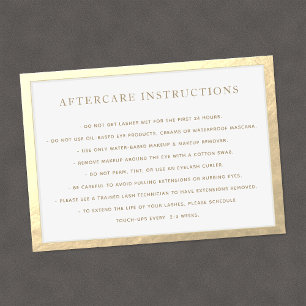 Tarjeta De Visita Marco dorado AfterCare para Lash Extensions Spa