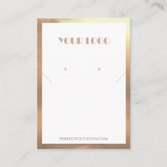 Tarjeta De Visita Marco dorado blanco Anillos de collar modernos (Anverso)