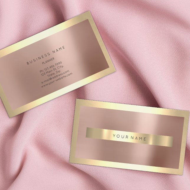 Tarjeta De Visita Marco dorado Champaigne Rosa Rubor Gold Minimal (Champaigne Gold Frame Blush Rose Gold Minimal Business Card)
