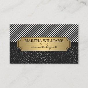 Tarjeta De Visita Marco dorado con puntos metálicos y rayas