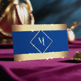 Tarjeta De Visita Marco dorado de estilo azul moderno