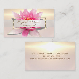 Tarjeta De Visita Marco Dorado de Loto de Acuarela Moderna Elegante