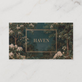Tarjeta De Visita Marco Dorado Floral de Jardín Nocturno Elegante