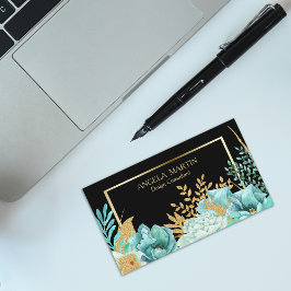 Tarjeta De Visita Marco dorado floral Mint Professional