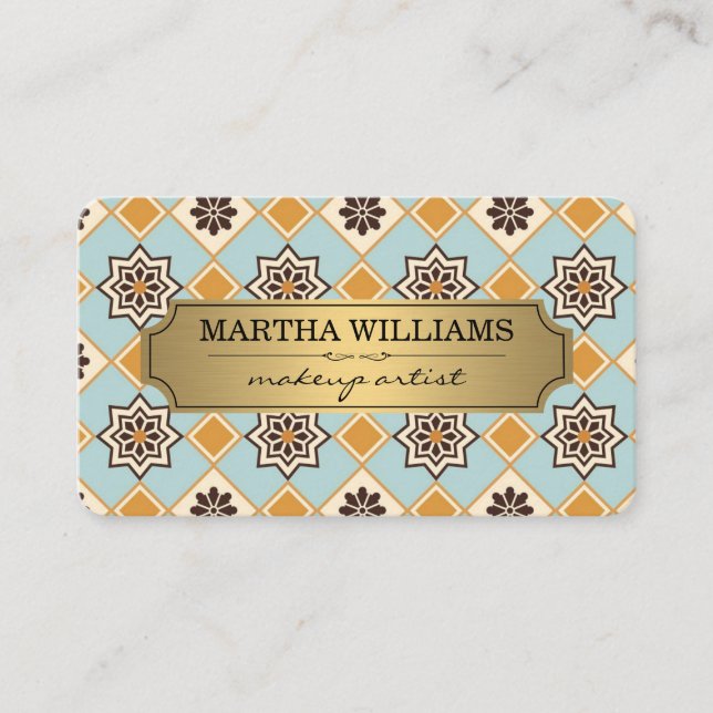 Tarjeta De Visita Marco dorado | Fondo Ornate Tiling (Anverso)